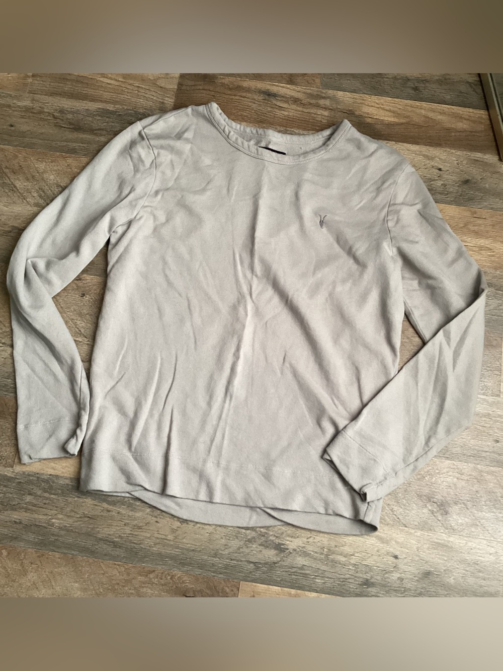 AllSaints Men's Crewneck Long-Sleeve Shirt in Light Taupe